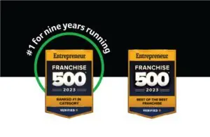 Pet Supplies Plus franchise 2023 Entrepreneur Franchise 500 Ranking #1 in Category and Best of the Best Franchise award badges